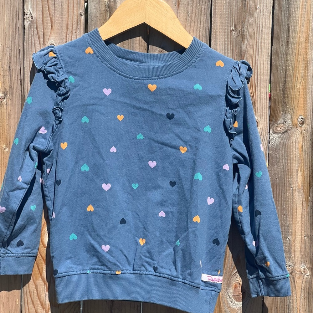 Ruffle Butts Hearts Print Ruffle Sweater - Picture 4 of 12